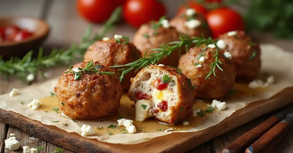 Græske frikadeller med feta og soltørrede tomater