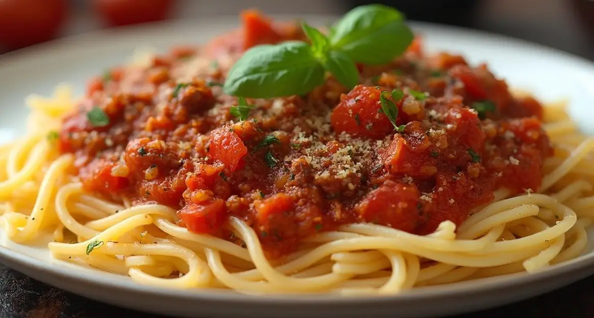 Pasta med kødsovs